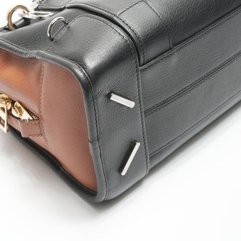 LOEWE Amazona 28 Bicolor Brown Leather 2-Way Handbag black WS23568