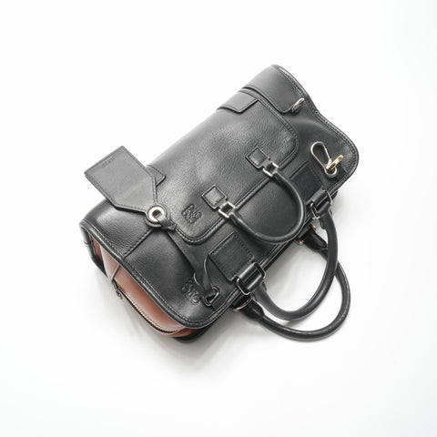 LOEWE Amazona 28 Bicolor Brown Leather 2-Way Handbag black WS23568