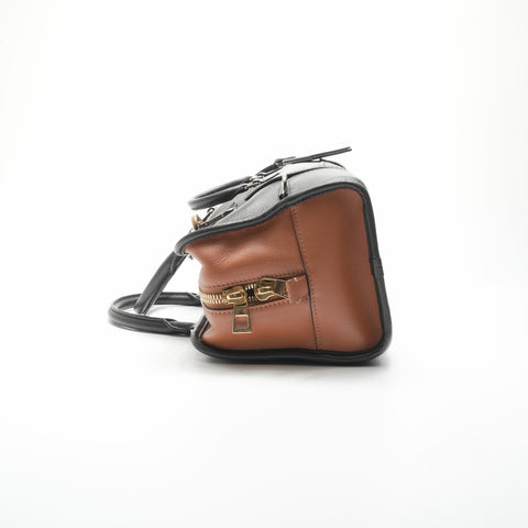LOEWE Amazona 28 Bicolor Brown Leather 2-Way Handbag black WS23568