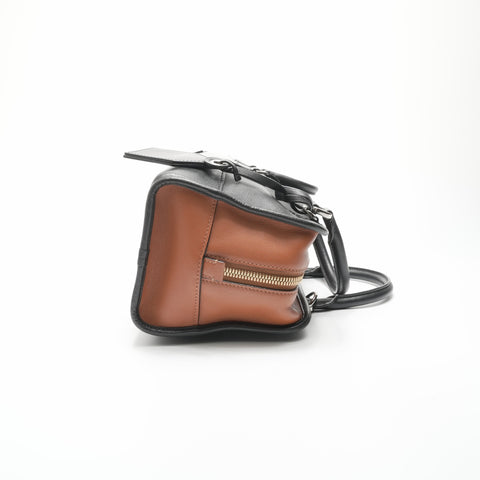 LOEWE Amazona 28 Bicolor Brown Leather 2-Way Handbag black WS23568
