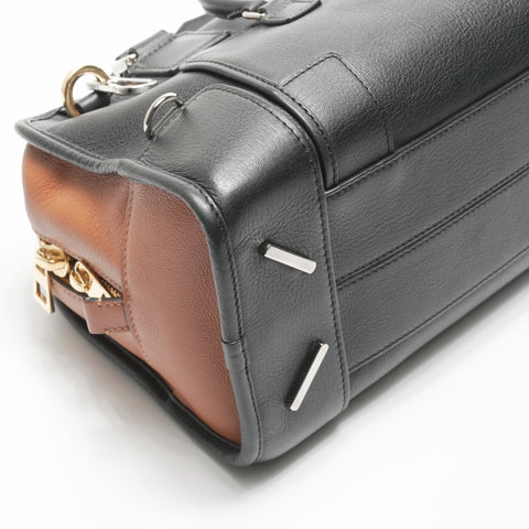 LOEWE Amazona 28 Bicolor Brown Leather 2-Way Handbag black WS23568