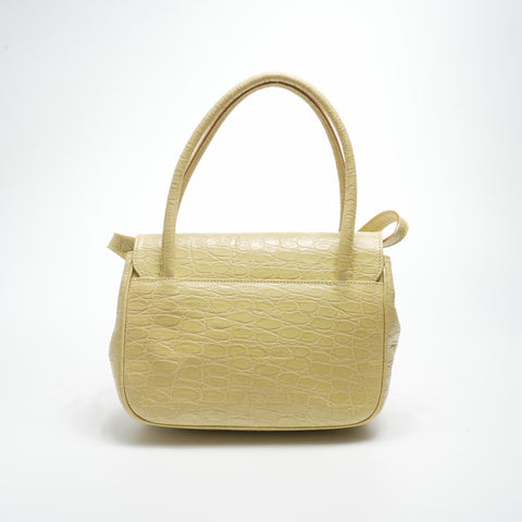 Salvatore Ferragamo Embossed Leather Vara 2way Handbag yellow WS23569