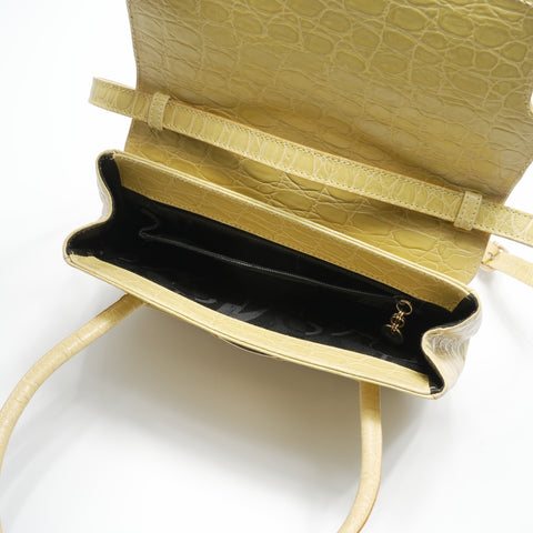 Salvatore Ferragamo Embossed Leather Vara 2way Handbag yellow WS23569