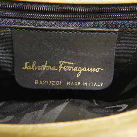Salvatore Ferragamo Embossed Leather Vara 2way Handbag yellow WS23569