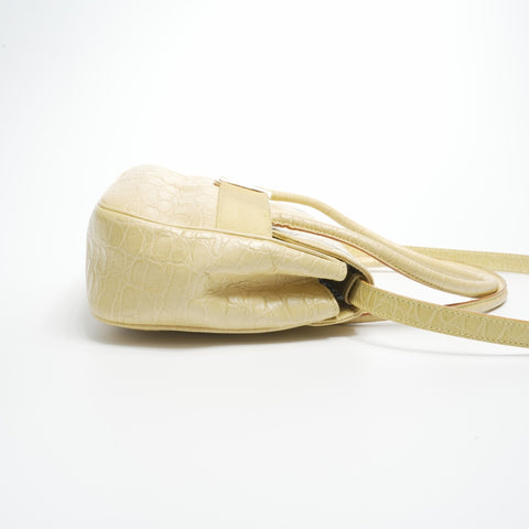 Salvatore Ferragamo Embossed Leather Vara 2way Handbag yellow WS23569