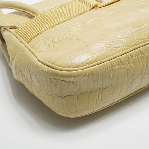 Salvatore Ferragamo Embossed Leather Vara 2way Handbag yellow WS23569