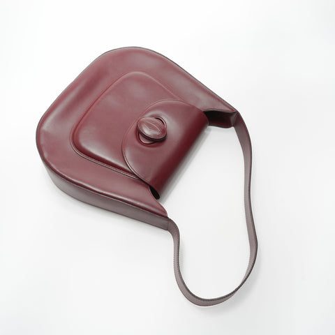 CARTIER Leather Mustodo Shoulder Bag Red WS23570