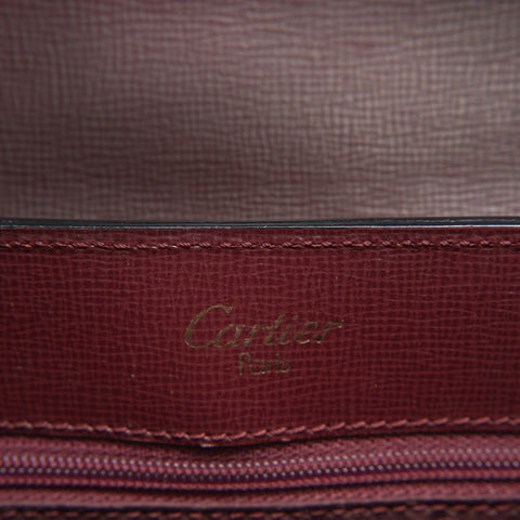 CARTIER Leather Mustodo Shoulder Bag Red WS23570