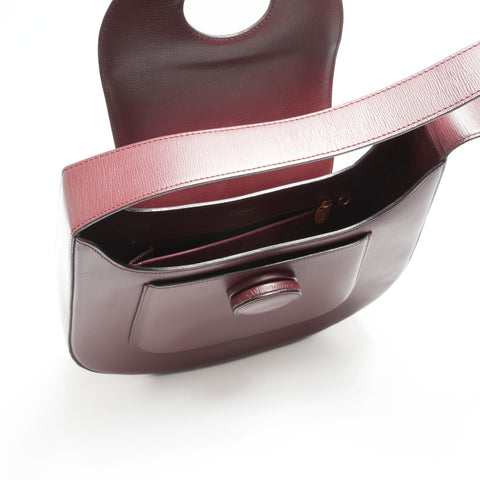 CARTIER Leather Mustodo Shoulder Bag Red WS23570