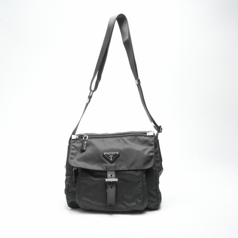 PRADA triangle logo nylon Shoulder Bag black WS23573