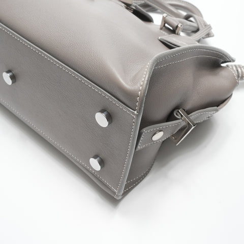 YVES SAINT LAURENT Baby Cabas Leather 2-Way Stitch Handbag gray WS23574