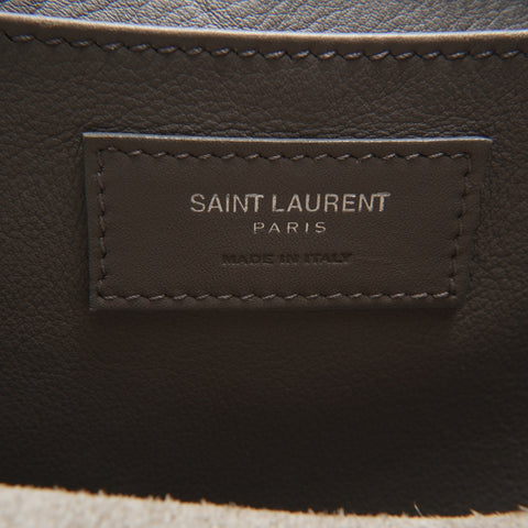 YVES SAINT LAURENT Baby Cabas Leather 2-Way Stitch Handbag gray WS23574