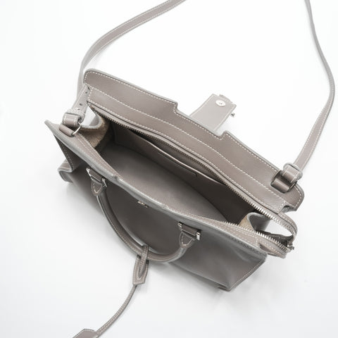 YVES SAINT LAURENT Baby Cabas Leather 2-Way Stitch Handbag gray WS23574