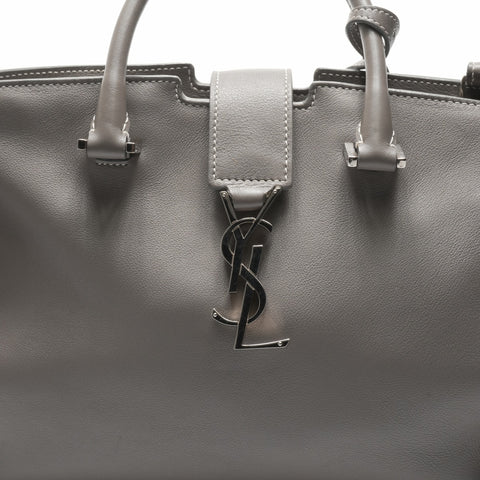 YVES SAINT LAURENT Baby Cabas Leather 2-Way Stitch Handbag gray WS23574