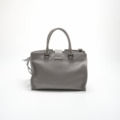 YVES SAINT LAURENT Baby Cabas Leather 2-Way Stitch Handbag gray WS23574