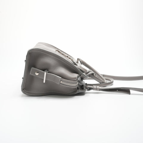 YVES SAINT LAURENT Baby Cabas Leather 2-Way Stitch Handbag gray WS23574