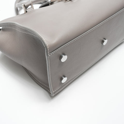 YVES SAINT LAURENT Baby Cabas Leather 2-Way Stitch Handbag gray WS23574