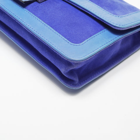 FENDI Suede manma bucket Shoulder Bag blue WS23576