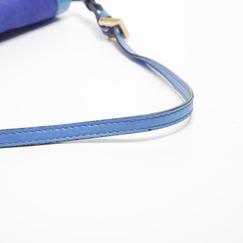 FENDI Suede manma bucket Shoulder Bag blue WS23576