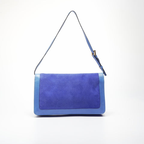 FENDI Suede manma bucket Shoulder Bag blue WS23576