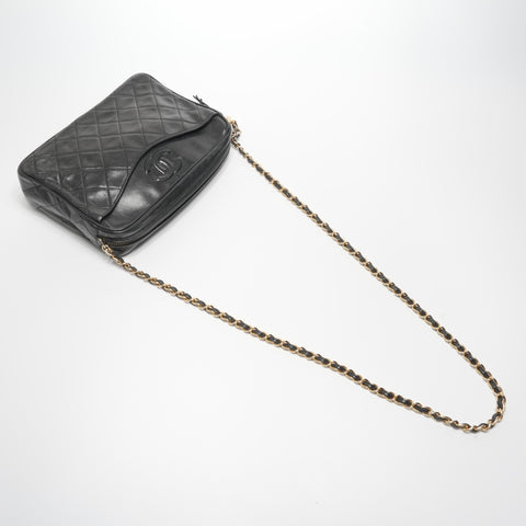 CHANEL 0 Series 1986-1988 Lambskin Diamond Stitch Camera Bag Shoulder Bag black WS23581