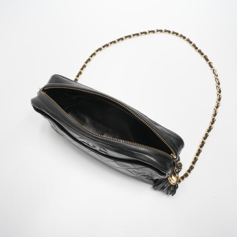 CHANEL 0 Series 1986-1988 Lambskin Diamond Stitch Camera Bag Shoulder Bag black WS23581