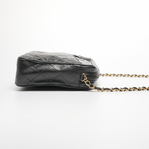 CHANEL 0 Series 1986-1988 Lambskin Diamond Stitch Camera Bag Shoulder Bag black WS23581