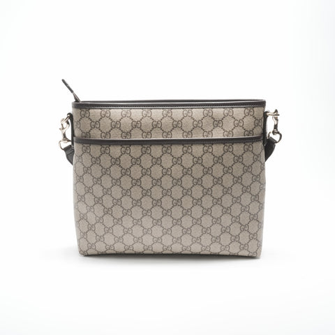 GUCCI PVC GG Supreme Shoulder Bag Brown WS23583