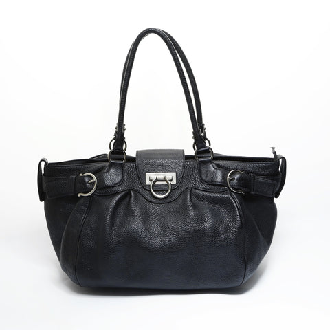 Salvatore Ferragamo Gancini leather Tote Bag black WS23587