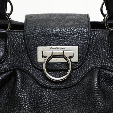 Salvatore Ferragamo Gancini leather Tote Bag black WS23587