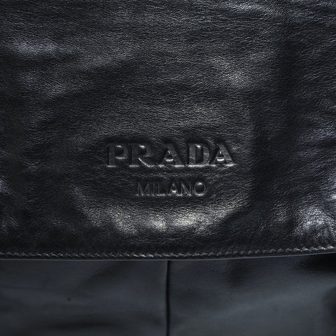 PRADA leather Shoulder Bag black WS23588