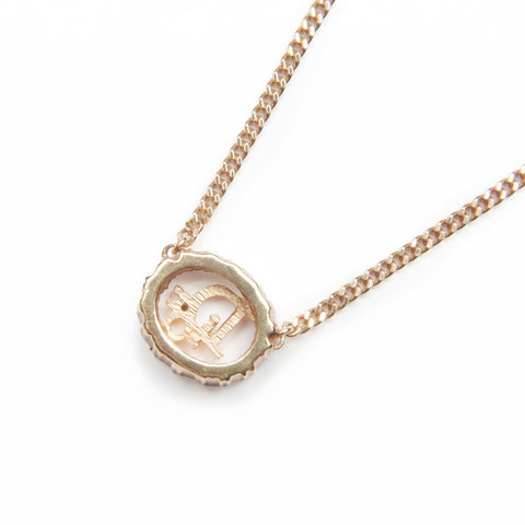 Christian Dior Logo rhinestone Necklace gold WS23590