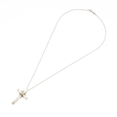 TIFFANY&Co. Signature Cross 925 750 combination Necklace Silver WS23592