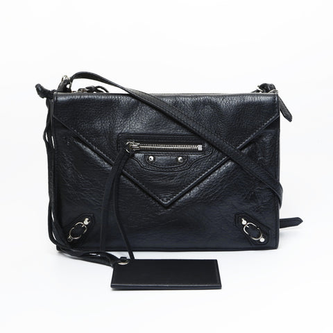 BALENCIAGA Letter XS Leather Mini Shoulder Bag black WS23595