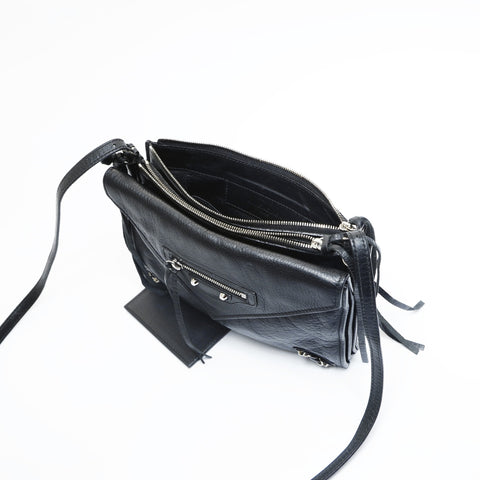BALENCIAGA Letter XS Leather Mini Shoulder Bag black WS23595