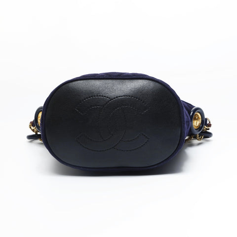 CHANEL No. 26 Wool Chain Icon Motif Shoulder Bag Navy WS23597
