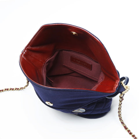 CHANEL No. 26 Wool Chain Icon Motif Shoulder Bag Navy WS23597