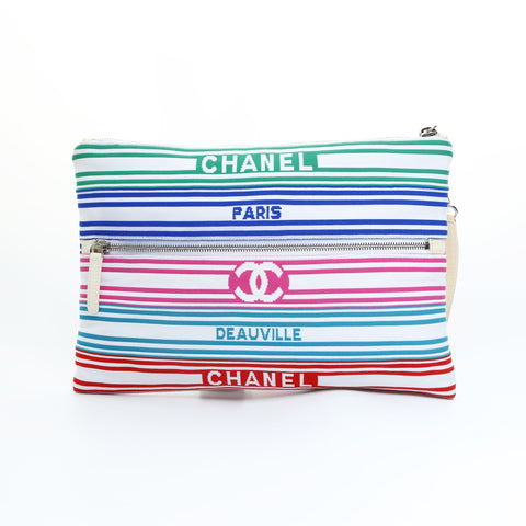 CHANEL 27th Series 2019 Cotton Canvas Multicolor COCO Mark Clutch bag multicolor WS23604
