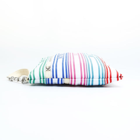 CHANEL 27. Serie 2019 Baumwoll-Canvas Mehrfarbig COCO Mark Clutch-Tasche mehrfarbig WS23604