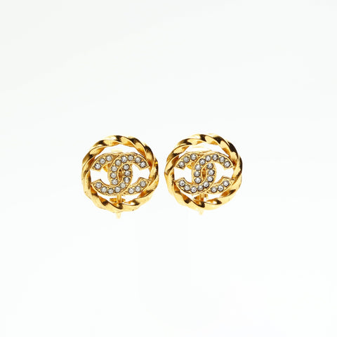 CHANEL COCO Mark rhinestone Earring gold WS23611
