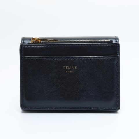 CELINE Triomphe Leather Mini Compact Wallet Tri-fold wallet black WS23626