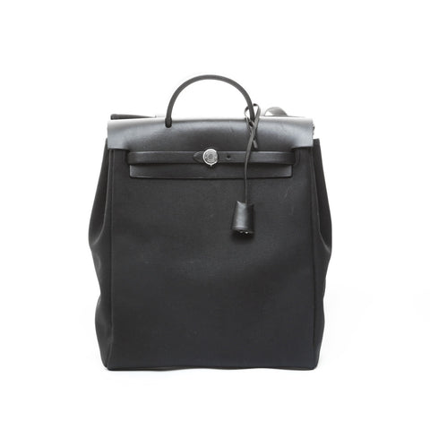 HERMES Herbag PM Canvas Toile Officier Bag, G Stamp, Made in 2003 Backpack  Daypack black WS23628