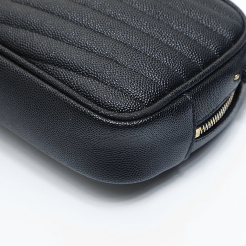 YVES SAINT LAURENT Lou Leather Mini V-Stitch Shoulder Bag black WS23629