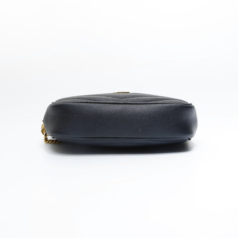 YVES SAINT LAURENT Lou Leather Mini V-Stitch Shoulder Bag black WS23629