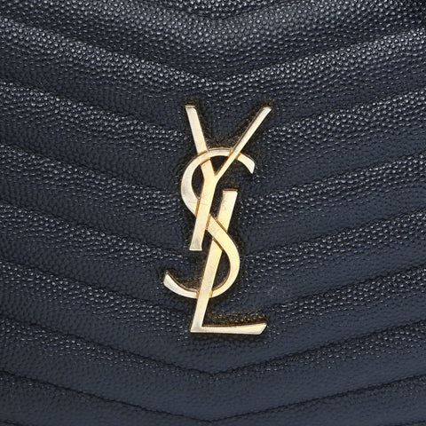 YVES SAINT LAURENT Lou Leather Mini V-Stitch Shoulder Bag black WS23629