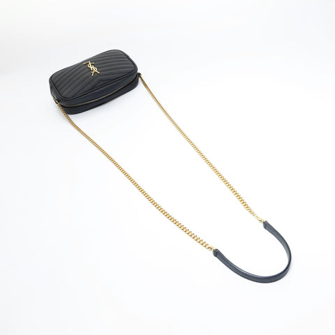 YVES SAINT LAURENT Lou Leather Mini V-Stitch Shoulder Bag black WS23629