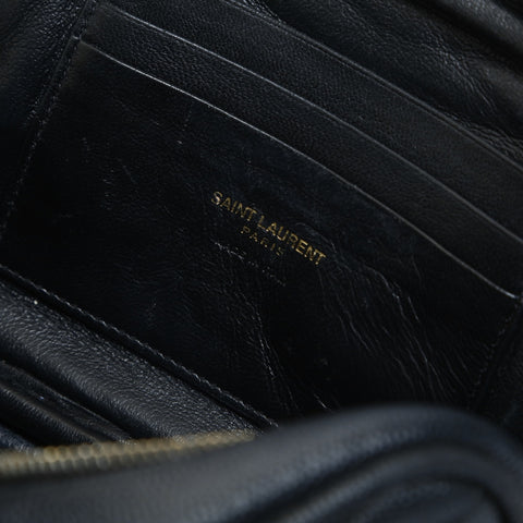 YVES SAINT LAURENT Lou Leather Mini V-Stitch Shoulder Bag black WS23629