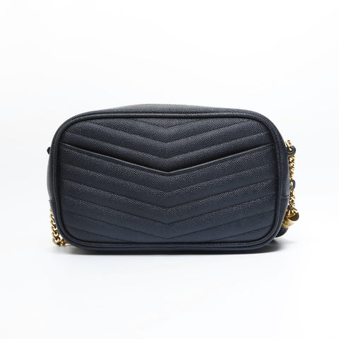 YVES SAINT LAURENT Lou Leather Mini V-Stitch Shoulder Bag black WS23629