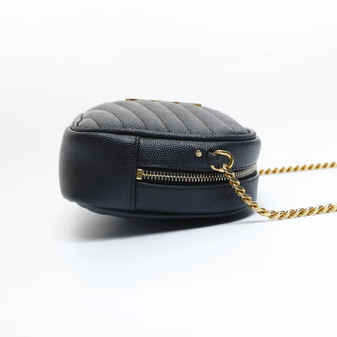 YVES SAINT LAURENT Lou Leather Mini V-Stitch Shoulder Bag black WS23629