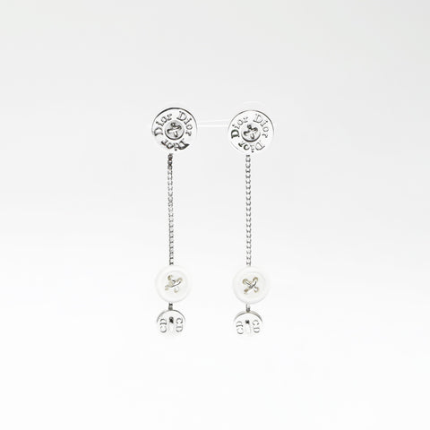 Christian Dior Button Motif Drop Pierce Silver WS23631
